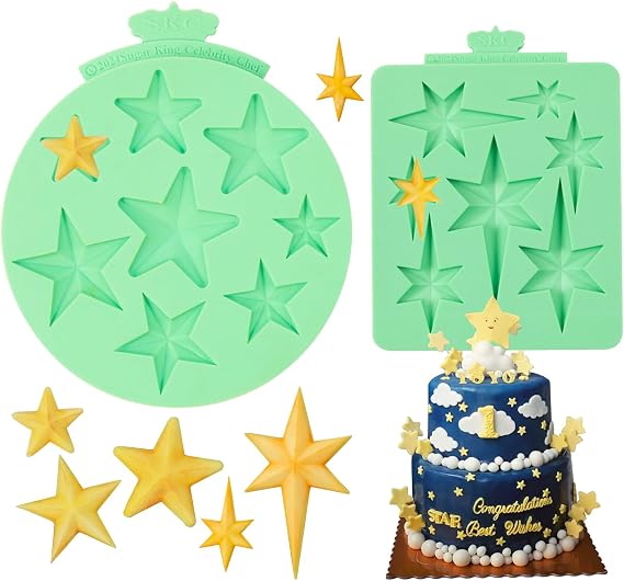 KALAIEN Star Molds Silicone, 2 Pcs Star Chocolate Mold
