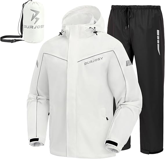 Rain Suit for Men, Packable Waterproof Rain Jacket & Pants, Reflective Raincoat Rain Gear for Outdoor Golf Fishing
