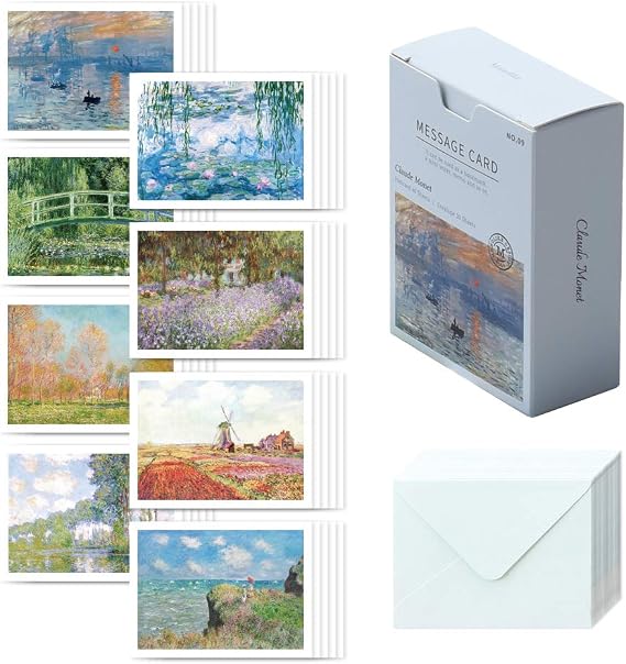 Monolike Message Monet Card - Mix 40 Mini Single cards, 20 envelopes Package