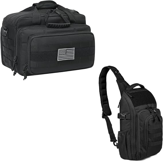 Tactical Range Bag Middle Size Large Shoulder Pack (Black)