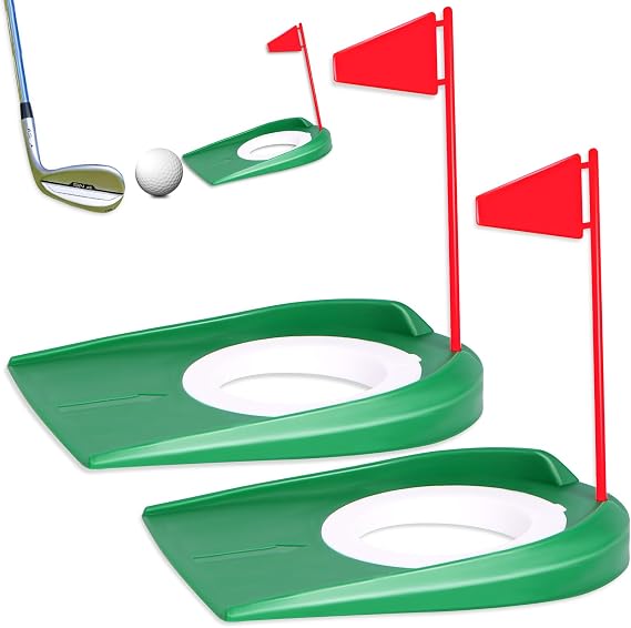opasyo Putting Green Indoor Set 2pcs Golf Putting Cup with Flag,Golf Putting Cup for Kid Adult Office Garage Yard Indoor Outdoor Practice,Training Aids Putting Greens Cups and Flags