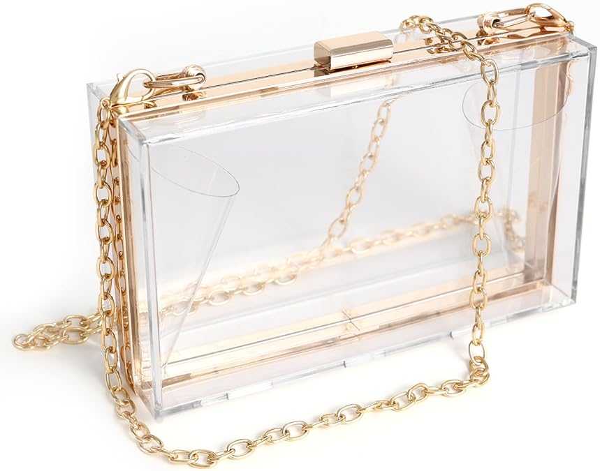 WJCD Clear Acrylic Purse Stadium Crossbody Clutch for Women Evening Party