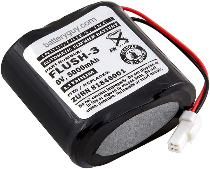 BatteryGuy Zurn P6900-GEN Lithium Replacement 6V 5000mAh Lithium Flush Valve Battery Brand Equivalent