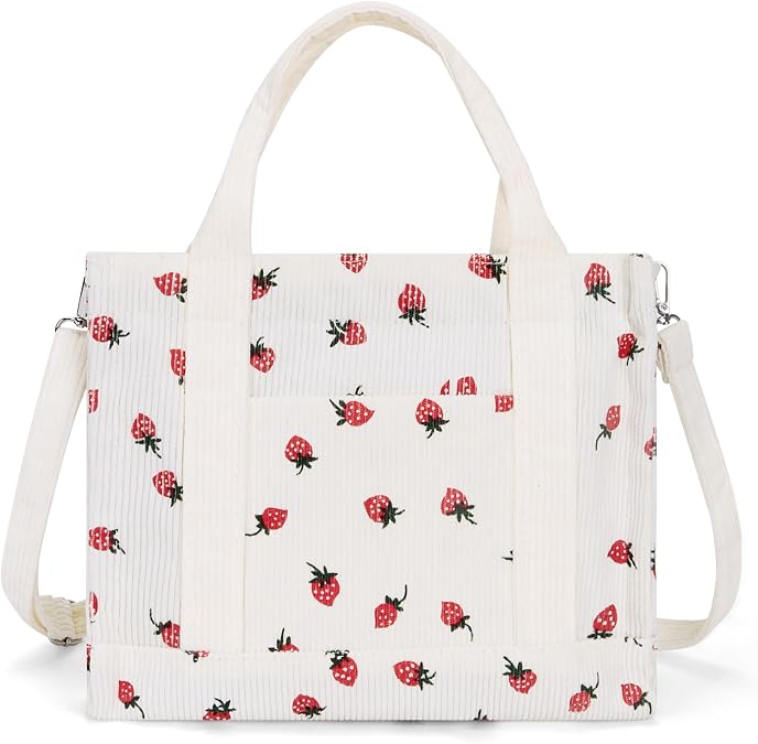 Corduroy Tote Bag Small Satchel Bag for Women Crossbody Bag Purse with Zipper Casual Hobo Handbag