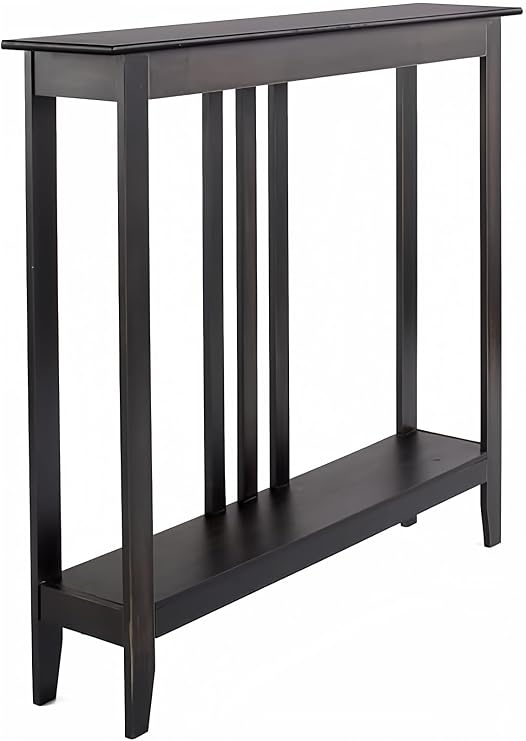 The Lakeside Collection Slim Space Saving Accent Table 36" W x 7" D x 32" H - Antique Black