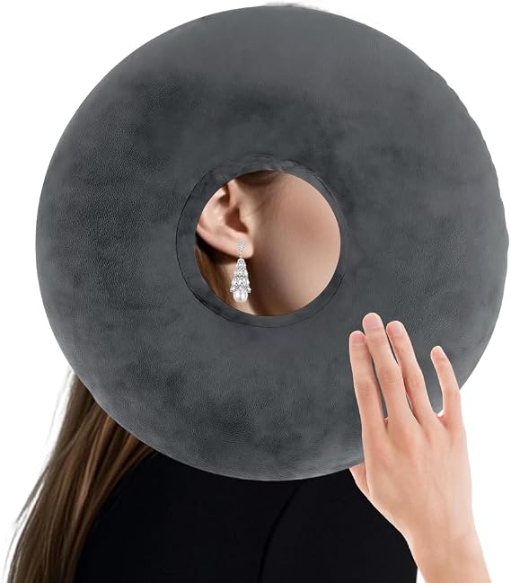 Ear Piercing Pillow, Piercing Pillow for Side Sleepers, O-Shaped Pillow, Donut Cushion for Ear, Adjustable Filling for Side Sleepers, Releasing Ear Pain Ear Inflammation