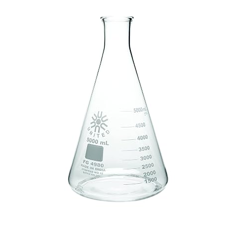 United ScientificTM FG4980-5000, 5000mL (5L) Borosilicate Glass Erlenmeyer Flask (Single)