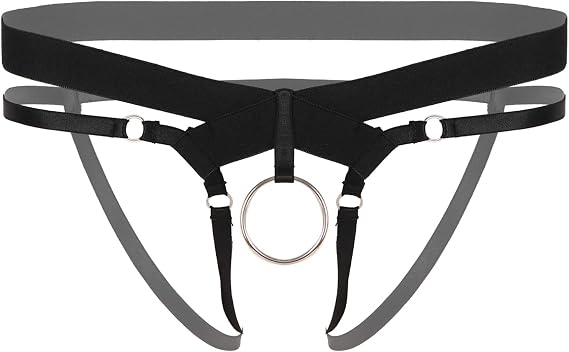 Sxiwei Men's Sexy Hollow Cut O-Ring String Thong T-Back Micro Bikini G-String Enhancing Harness Underwear