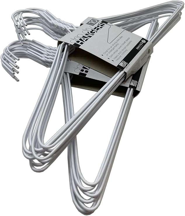 THE UM24 20 Counts Wire Cloth Hangers Galvanized Steel Metal Suit Clothes Hanger with Plastic Coating White Color 16" (40.5Cm) Wide - 13 Gauge