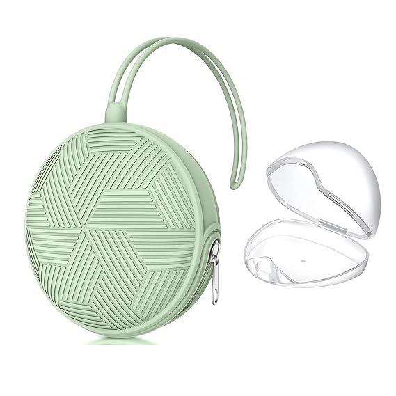 Pacifier Holder Case,BPA Free Portable Pacifier Storage Container,Silicone Baby Pacifier Cover Pouch for Diaper Bag Stroller,Travel Outdoor Activities,Easy to Clean(Mint)