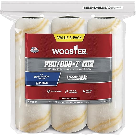 Wooster RR669-9 Pro/Doo-Z FTP Paint Roller Cover 1/2" Nap 9"