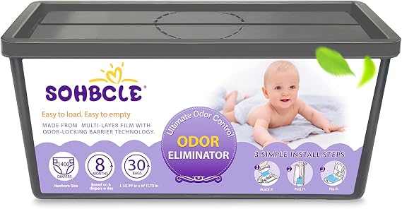Refills Compatible with Genie Easy Roll Signature Diaper Pail and Platinum Diaper Pail, Upgraded 30 Bags Hold up to 1400 Newborn Diapers, Extra Thickness Powerful Odor Control, Plant Scented