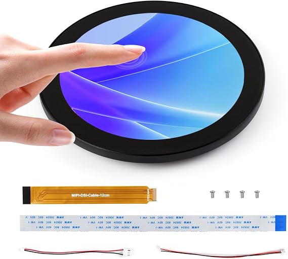 KLAYERS 4-Inch Round DSI Capacitive Touch Display, 720x720 IPS Panel, Up to 10-Point Multi-Touch,Compatible with Raspberry Pi OS