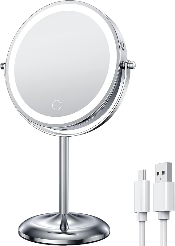 Gospire 7" Lighted Makeup Mirror, 1X/10X Magnification, Desk Vanity Mirror