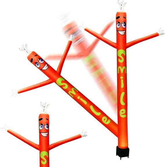 8FT Inflatable Air Waving Tube Dancer with Blower Set for Valentines Day Decor, Blow Up Inflate Tube Man with Smile for Birthday Wedding Proposal Party Decorations (Smile Air Waving Puppet)