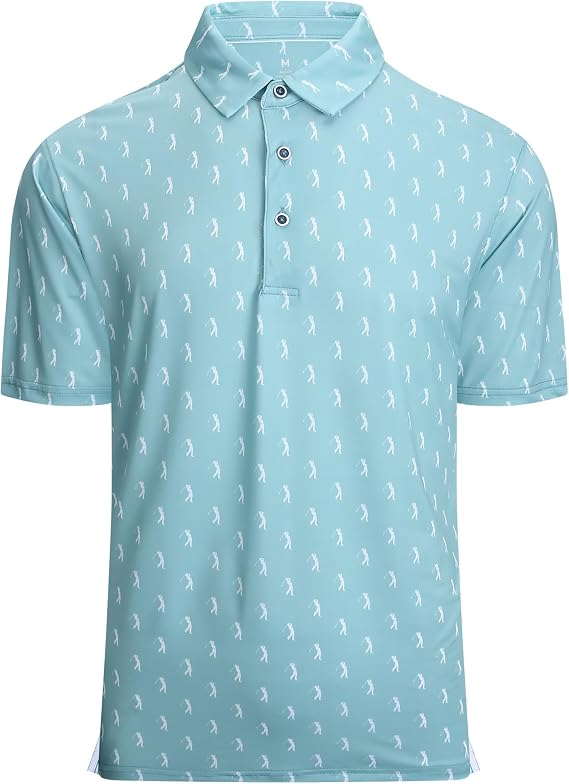 Mens Golf Shirts Short Sleeve Moisture Wicking Dry Fit Performance Athletic Polo Shirt