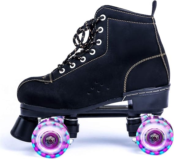 Roller Skates for Women Men Classic Roller Skates, Roller Skates High Top Indoor Outdoor Quad Skates, Four-Wheel Roller Skates, for Teens, Adult,Clear,43