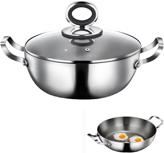 Titanium Hammered Pan Pro with Lid, Upgrade Double Handle Non Stick Titanium Pans for Cooking, Scratch-Resistant, Ultra-Durable, Even Heating Frying Pans, Compatible with All Cooktops,11.81in