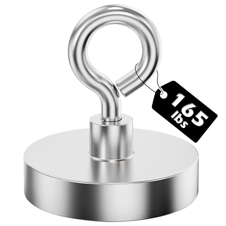 MUTUACTOR 2packs Neodymium Magnets Heavy Duty,165 lbs Pulling Force Fishing Magnet Rare Earth Magnet,Super Strong Round Magnet for Sweeping Picking Retrieving Metal Tools