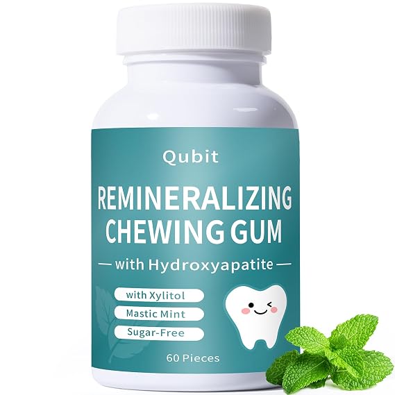 Remineralizing Gum with Nano-Hydroxyapatite Gum & Xylitol Sugar-Free Mastic Mint Enamel Protection, Fresh Breath & Oral Health, Long-Lasting Flavor 60 Pieces