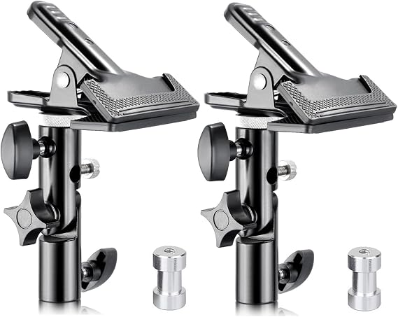 2 PCS Heavy Duty Metal Clamp Holder with 5/8" Light Stand Attachment Reflector Clamp with Umbrella Hole and Screw Mount for Photo Studio Reflectors | Reflector Clamp, Umbrella Hole, Screw Mount, Photo Studio Reflectors