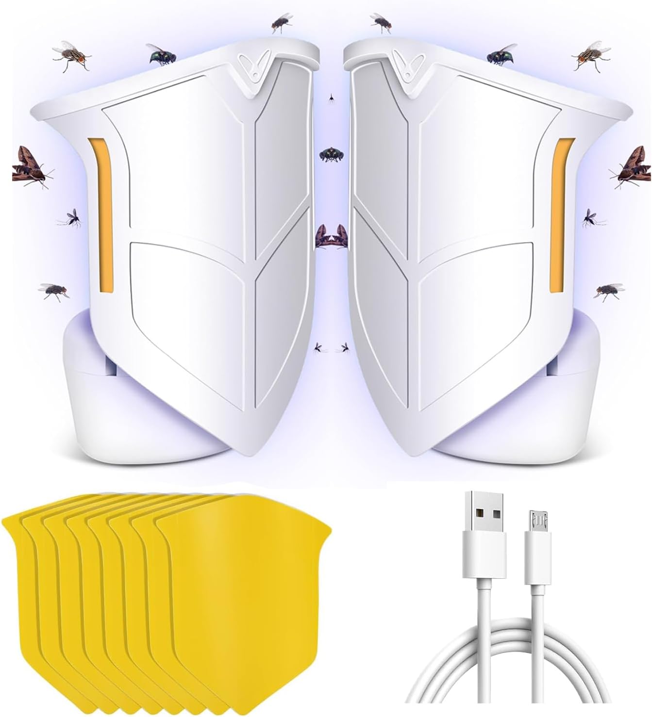 Fly Trap Indoor2 Device  8 Glue Cards, Plug-in Flying Insect Trap for Mosquito, Flies, Fruit Flies, Moths, Gnats, Gnat Trap for House Indoor