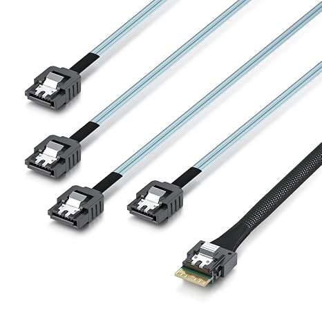 ipolex SlimSAS to SATA, SFF-8654 4i Host/RAID to 4xSATA Target HD, Suitable for Servers, Computers, Hard Drives, and Hosts, 1m(3.3ft)