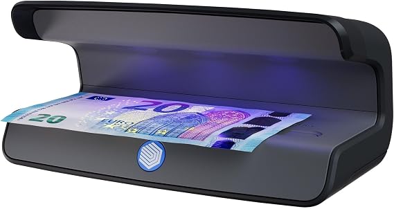 Safescan 55 LED Ultra-Bright UV Fake Banknote Detector Counterfeit Banknote Detector Also for Bank Cards and ID Banknote Machine with 3 Powerful LEDs UV Detector for Euros and Currencies