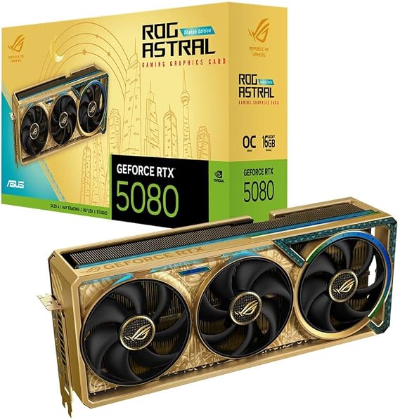 ASUS NVIDIA GEFORCE RTX 5080 ROG Astral DHAHAB CORE Overclocked Triple Fan 16GB GDDR