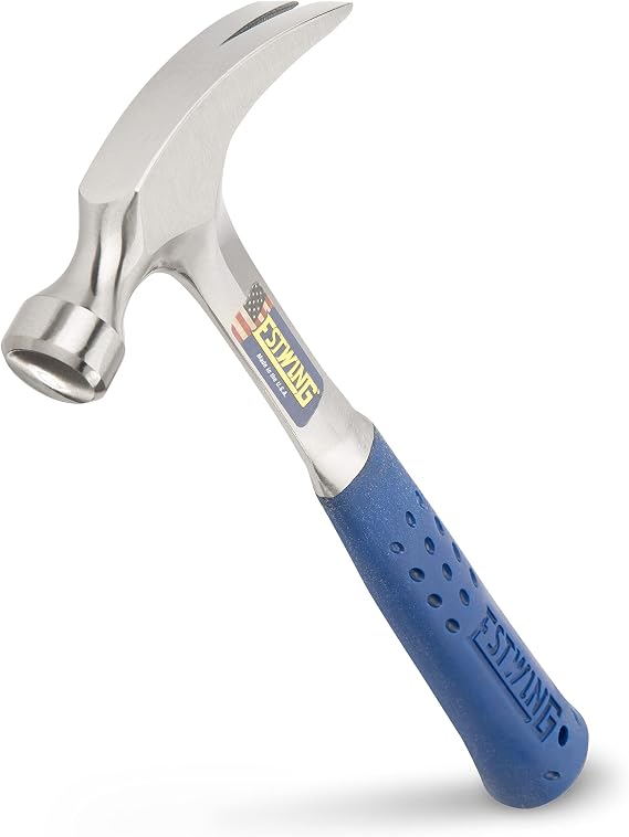 Estwing E3/12S 12 Oz Rip Hammer with Blue Vinyl Shock Reduction Grip, Gümüş, (Ounces)