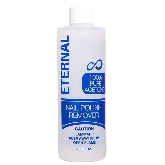 Eternal 100% Pure Acetone- Acetona pura Quick Professional Ultra-Powerful Nail Polish Remover for Natural, Gel, Acrylic, Shellac Nails and Dark Colored Paints (8 FL. OZ.)