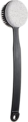 Pumice Stone for Feet and Shower Brush with Long Handle 13.7,Hard Skin Callus Remover, 2 in 1 Foot Scrubber Brush, Back Scrubber Body Brush for Shower Deep Cleansing and Exfoliating Curved