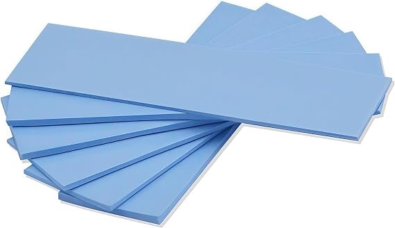 6 Pack Assorted Thickness 0.5 1.0 1.5 mm Thermal Conductive Silicone Pads with 6.0 W/mk Thermal Conductivity, Soft Safe Simple to Apply for SSD CPU GPU LED IC Chipset Cooling -Blue