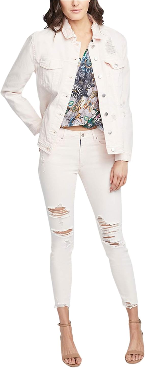 Rachel Roy Womens Destructed Jacket, Pink, Medium