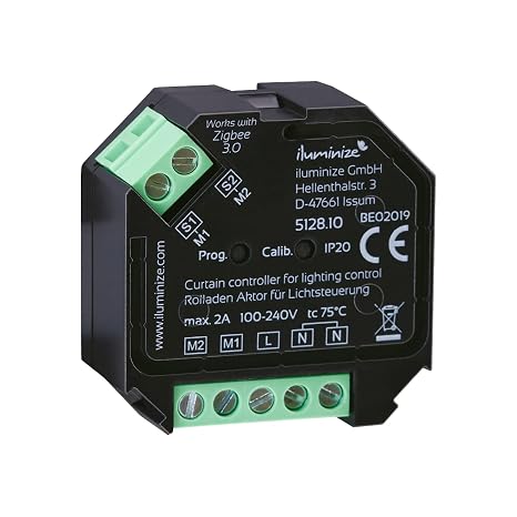Zigbee Mini 2 Channel Up/Down Roller Blinds and Screen Actuator Max 2A Controllable with Zigbee Light Commands (Dimming) - Mounted in a Deep Switch Box