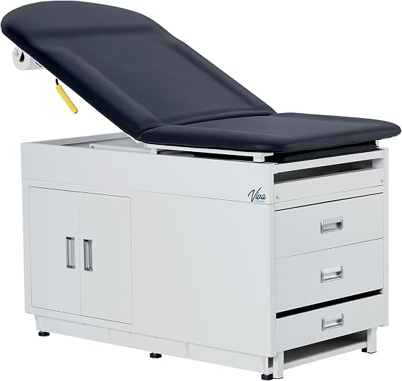 Vivacomfort Black Premium Grande Steel Exam Table, 500 lb. Capacity, Medical Exam Tables for Luxury Examination Rooms, NO Stirrups