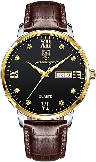 Simple Fashion Men's Watches Quartz Movement Mens Business Wrist Watch Waterproof Leather Strap Auto Date-Week Clock Luminous Watches Relojes De Hombre