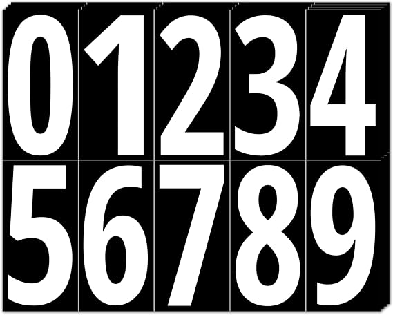 4 inch, Vinyl Numbers Stickers, Stick On Numbers - White Numbers, 200 PCS | 0-9 Stickers, Waterproof, Peel and Stick