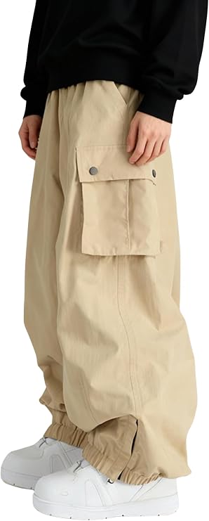 Men's Baggy Cargo Snow Pants Warm Insulation Ski Pant Snowboard Outdoor Hiking