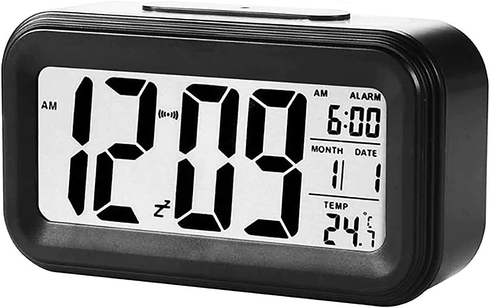 Coverzone Decorative Digital Alarm Clock, 1224 Conversion Night Vision Bedside Clock Desk Clock Led Display Battery Alarm Clock 13 x 4.5x 7.5cm Black