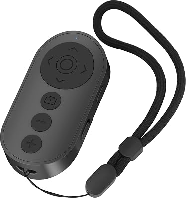 Remote Control for TikTok,Wireless Remote Camera Shutter with Zoom in Out for iPhone&Android, Front Rear Camera Switch,Page Turner for E-Book APP, Phone Remote, Scrolling Ring for TIK Tok, Black