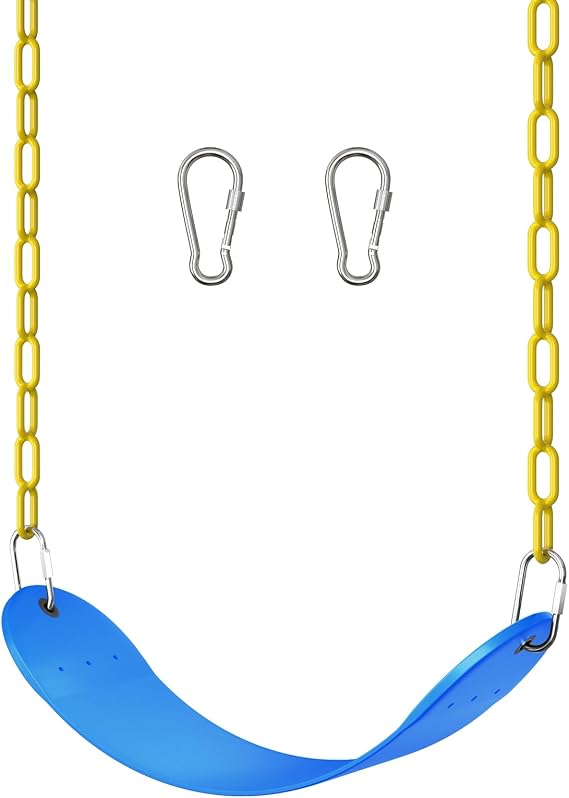 EVA Soft Plastic Swing Set, AGPTEK Swing Seat with 66 Inch Heavy-Duty Rust-Resistant Chains-Blue