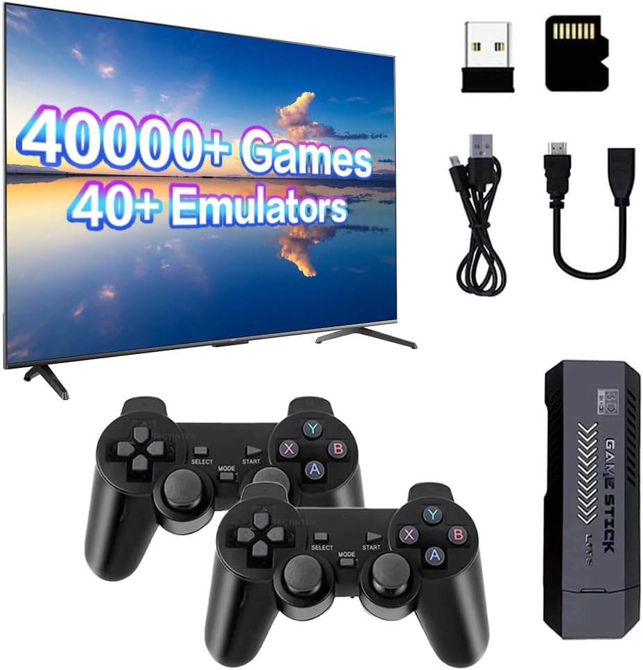 Retro Game Console,4K HD Output, 128GB, 40,000+ Classic Games, Dual 2.4G Wireless Controllers, for Family and Friends