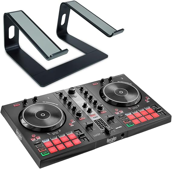 Hercules DJControl Inpulse 300 MK2 2-Deck DJ Controller + keepdrum Laptop Stand Black