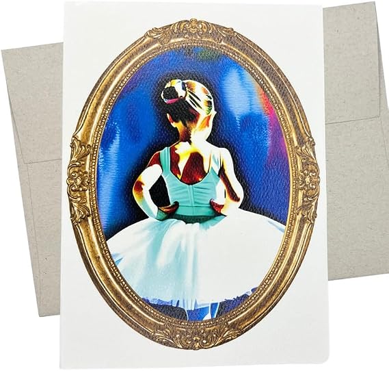 Ballerina Card, Child Dance Recital Card for Granddaughter (1 Card, 7X5 Inches, Blank Inside) to say Proud of You and congratulations to a girl or her dance coach - 308