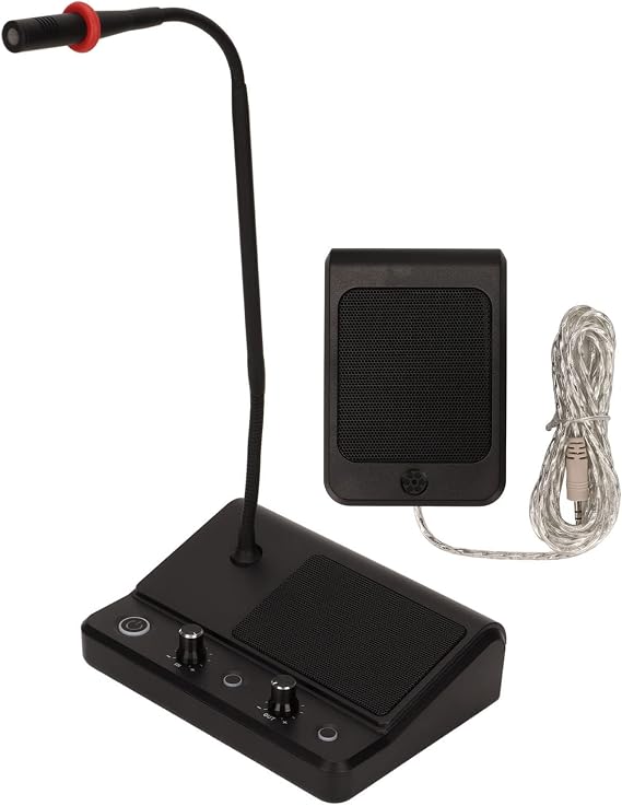 Window Speaker Intercom System,Dual Way Anti Interference Duplex Microphone Talk Through Glass Window,for Business,Bank,Office,Hospital,Counter,Store,Station,School(us)
