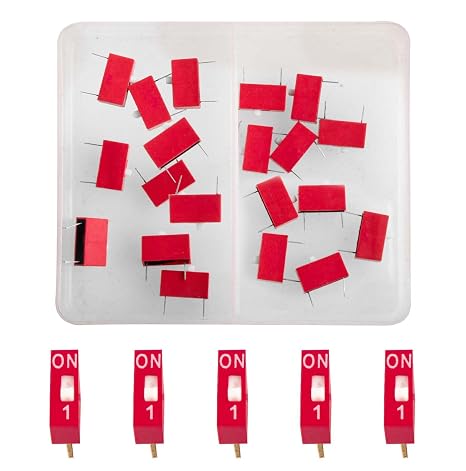20pcs 2 Row Dip Switch 1 Position Slide Type Switch 2.54mm PCB Mountable On-Off Toggle Switch for Circuit, Breadboard