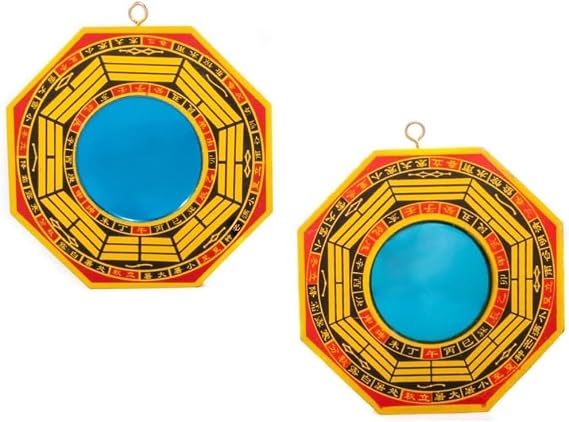 2 pack 5 Inch Bagua Mirror(Concave & Convex ) for Protection Against Passive Negative Energy Against Active Harmful Energy Dent Bagua Mirror Lucky Ancient Bagua Feng Shui Mirror Exquisite Retro