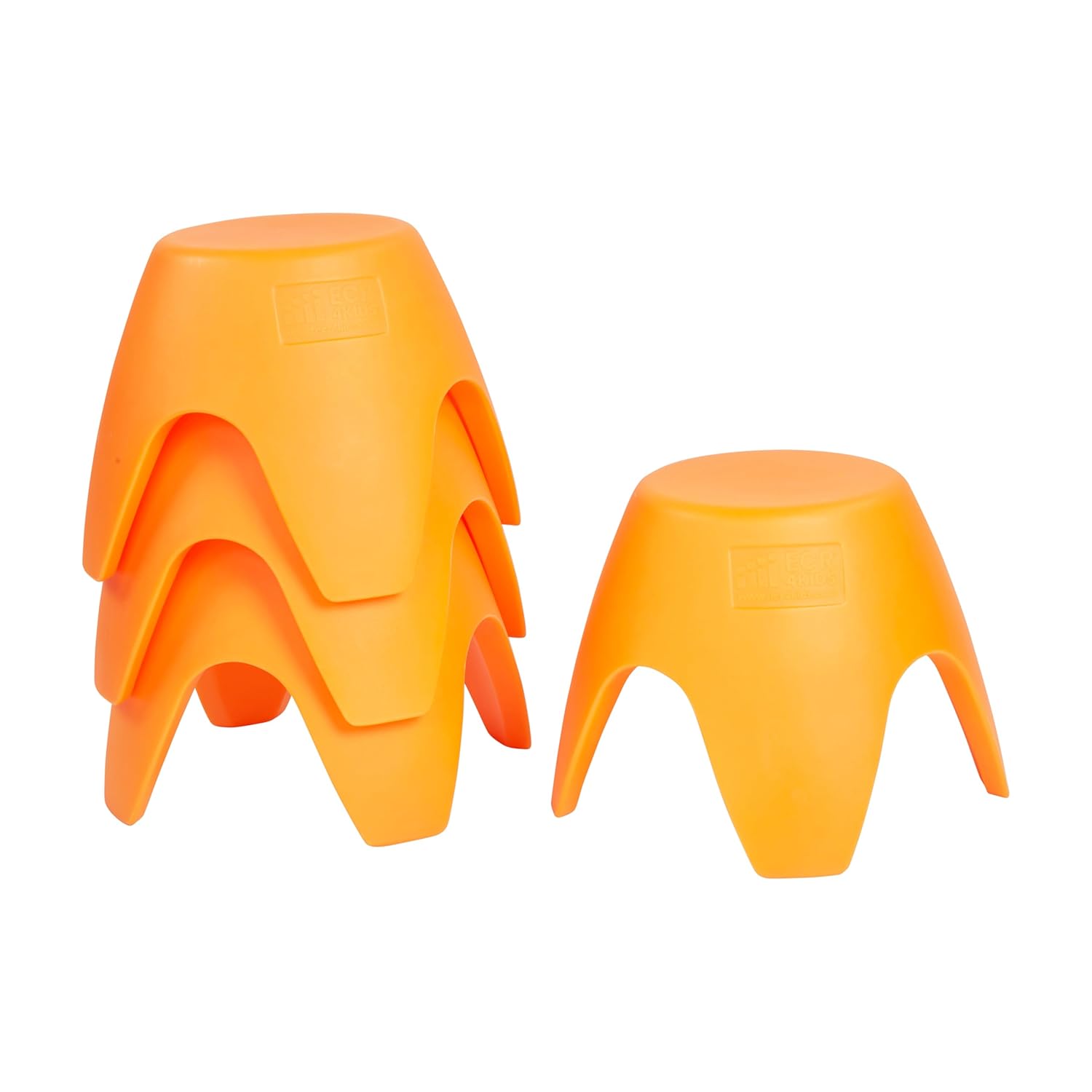 ECR4Kids Ayana Stool Set, Flexible Seating, Orange, 4-Pack