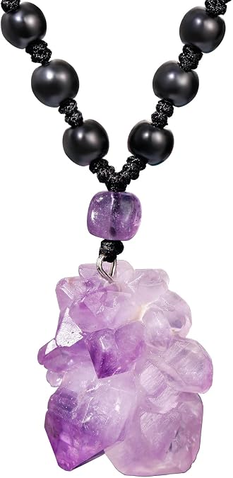 Drusy Quartz Amethyst Raw Crystals Pendant Necklaces for Women